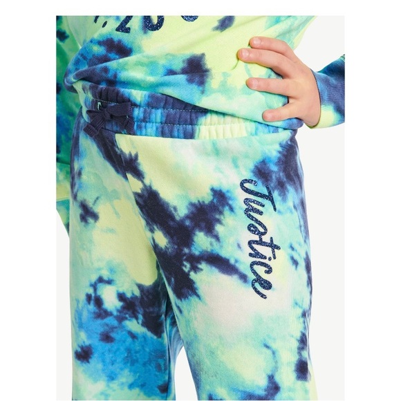 Justice Girls EDF Fleece Hoodie Jogger Set with glitter logo; size: L, XL Plus - Picture 4 of 6